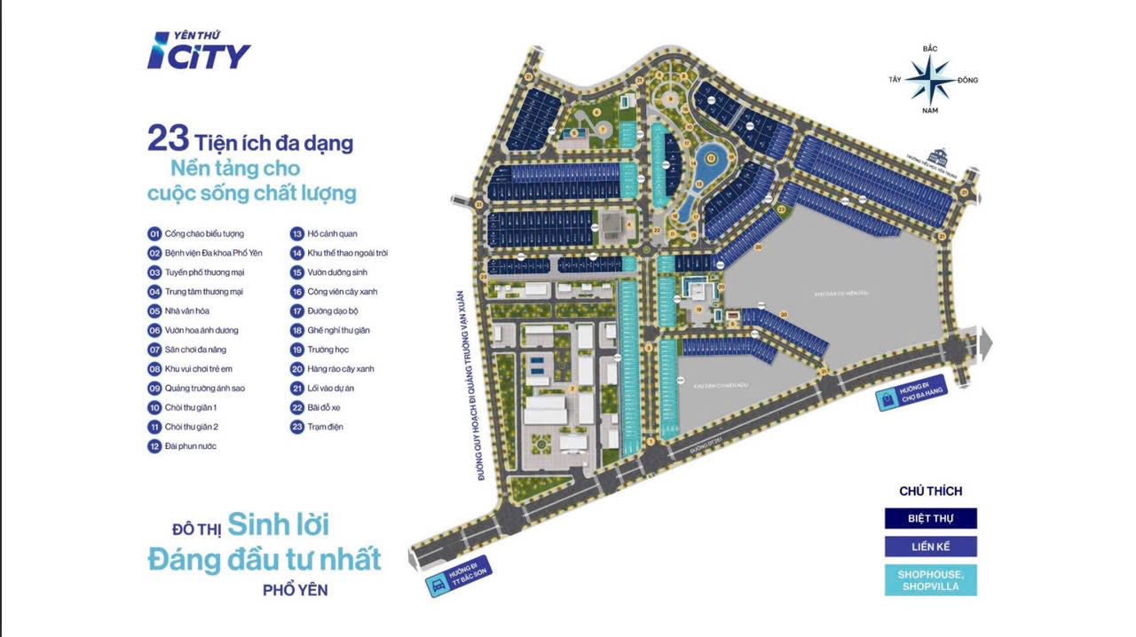 mặt bằng dự án yên thứ i city phổ yên